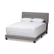 Baxton Studio Audrey Modern and Contemporary Light Grey Fabric Upholstered King Size Bed